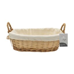 JVL Hand Woven Acacia Oval Willow Storage Basket with Lining in Gold - Size: Small