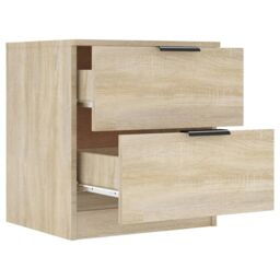 Berkfield Home Bedside Cabinets 2 pcs Sonoma Oak Engineered Wood in Brown - thumbnail 6