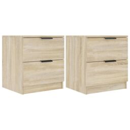 Berkfield Home Bedside Cabinets 2 pcs Sonoma Oak Engineered Wood in Brown - thumbnail 2