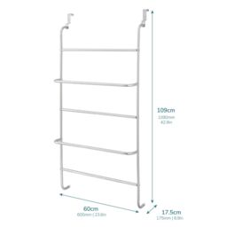 House of Home Towel Rail Over Door 5 Tier Clothes Airer Rack Hanger Holder Bathroom Storage in Silver - thumbnail 6