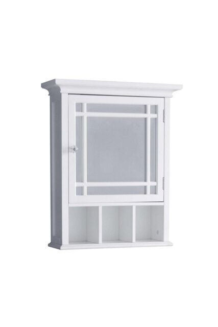 Teamson Home Bathroom Neal Wooden Medicine Cabinet Mirrored Door White - image 1