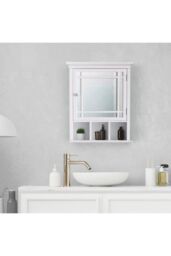 Teamson Home Bathroom Neal Wooden Medicine Cabinet Mirrored Door White - thumbnail 3