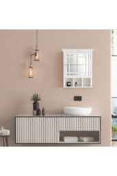 Teamson Home Bathroom Neal Wooden Medicine Cabinet Mirrored Door White - thumbnail 2