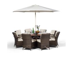 Thats Furniture Arizona Round 8 Seater Rattan Patio Dining Set in Brown - thumbnail 4