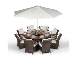 Thats Furniture Arizona Round 8 Seater Rattan Patio Dining Set in Brown - thumbnail 3