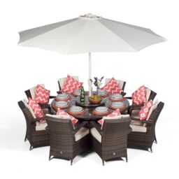Thats Furniture Arizona Round 8 Seater Rattan Patio Dining Set in Brown