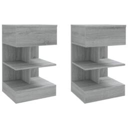 Berkfield Home Decorative Bedside Cabinets 2 pcs Grey Sonoma 40x35x65 cm Enginee - Size: 40 x 35 x 65 cm - thumbnail 3