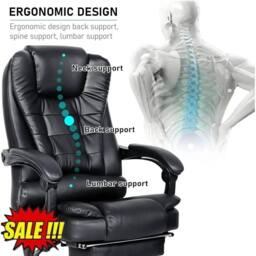 NESTLUNE 8Point Massage Office Chair Gaming in Black - Size: 100 cm x 15 cm - thumbnail 6