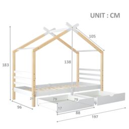 AKA 3FT Single Bed Frames Toddler Beds Storage Underneath in White - thumbnail 4