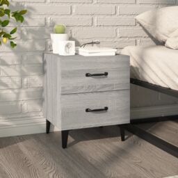 Berkfield Home Bedside Cabinet Grey Sonoma 40x35x47.5 cm - thumbnail 1