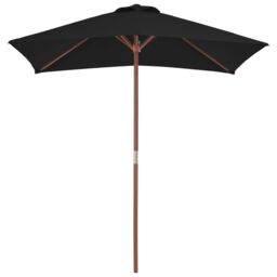 Berkfield Home Outdoor Parasol with Wooden Pole Black 150x200 cm - thumbnail 4