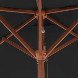 Berkfield Home Outdoor Parasol with Wooden Pole Black 150x200 cm - thumbnail 6