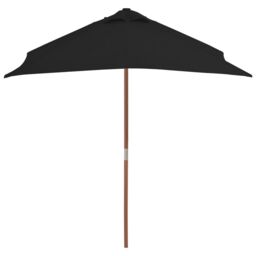 Berkfield Home Outdoor Parasol with Wooden Pole Black 150x200 cm - thumbnail 3