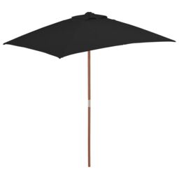 Berkfield Home Outdoor Parasol with Wooden Pole Black 150x200 cm - thumbnail 1