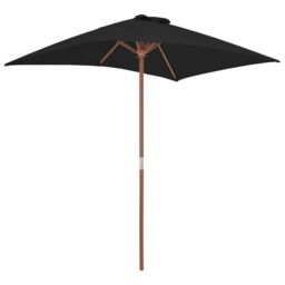 Berkfield Home Outdoor Parasol with Wooden Pole Black 150x200 cm - thumbnail 2