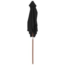 Berkfield Home Outdoor Parasol with Wooden Pole Black 150x200 cm - thumbnail 5