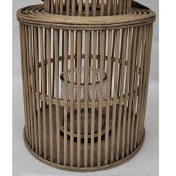 Lemon Pavilion Furniture and Decor Cylinder Lantern with Glass Holder - Wicker - L26 x W26 x H26 cm in Brown - thumbnail 2