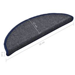 Berkfield Home Carpet Stair Treads 15 pcs Dark Grey & Blue 56x17x3 cm - Size: Medium - thumbnail 9