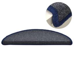Berkfield Home Carpet Stair Treads 15 pcs Dark Grey & Blue 56x17x3 cm - Size: Medium - thumbnail 4