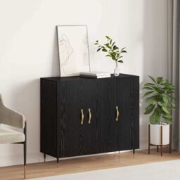 Berkfield Home Sideboard with Storage with Door Black 90 x 34 x 80 cm Engineered wood - thumbnail 1