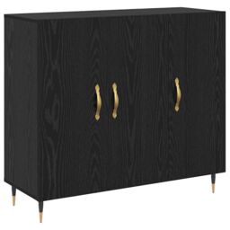 Berkfield Home Sideboard with Storage with Door Black 90 x 34 x 80 cm Engineered wood - thumbnail 2