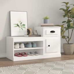 Berkfield Home Shoe Cabinet White 100x42x60 cm Engineered Wood - Size: 100 x 42 x 60 cm