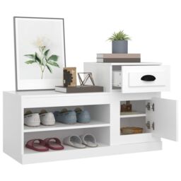 Berkfield Home Shoe Cabinet White 100x42x60 cm Engineered Wood - Size: 100 x 42 x 60 cm - thumbnail 5