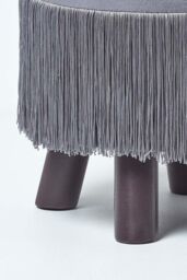 Homescapes Warwick Velvet Footstool with Legs in Grey - thumbnail 3