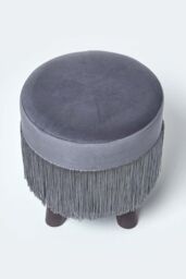 Homescapes Warwick Velvet Footstool with Legs in Grey - thumbnail 5
