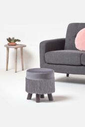 Homescapes Warwick Velvet Footstool with Legs in Grey - thumbnail 2