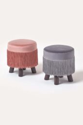 Homescapes Warwick Velvet Footstool with Legs in Grey - thumbnail 6