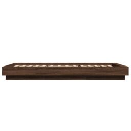 Berkfield Home Bed Frame with LED Lights without Mattress Brown Oak 90x190cm - Size: 90x190 cm - thumbnail 6