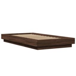 Berkfield Home Bed Frame with LED Lights without Mattress Brown Oak 90x190cm - Size: 90x190 cm - thumbnail 3