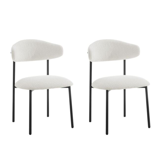 Home Detail Emerson Boucle Dining Chair Set of 2, White - Size: 2 Pack - image 1