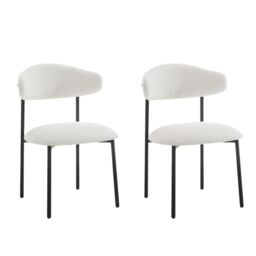 Home Detail Emerson Boucle Dining Chair Set of 2, White - Size: 2 Pack - thumbnail 1