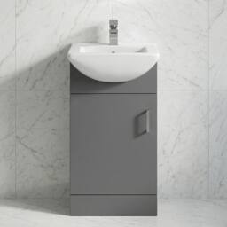 Balterley Floor Standing Bathroom Single Door Vanity Basin Unit 450mm, Dark Grey - thumbnail 3
