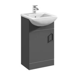Balterley Floor Standing Bathroom Single Door Vanity Basin Unit 450mm, Dark Grey - thumbnail 1