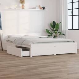Berkfield Home Beautiful Bed Frame with Drawers White 135x190 cm Double - thumbnail 2