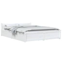 Berkfield Home Beautiful Bed Frame with Drawers White 135x190 cm Double - thumbnail 1