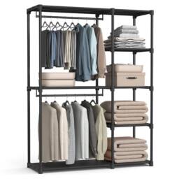 KORVIXA Black Portable Closet, Open Storage Wardrobe - Size: 100 cm x 100 cm - thumbnail 1