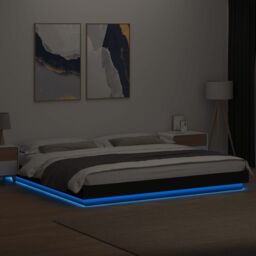 Berkfield Home Bed Frame with LED Lights without Mattress Black 180x200cm - Size: Super King - thumbnail 4