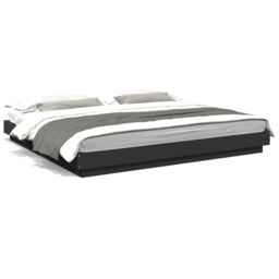 Berkfield Home Bed Frame with LED Lights without Mattress Black 180x200cm - Size: Super King - thumbnail 2
