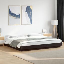 Berkfield Home Bed Frame with LED Lights without Mattress Black 180x200cm - Size: Super King - thumbnail 1