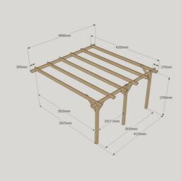 Rutland County Garden Furniture Ltd Wall Mounted Garden Pergola 3 Posts, Wood, L420 x W480 x H270cm, Brown - thumbnail 6