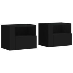 Berkfield Home Wall-mounted Bedside Cabinets 2 pcs Black 45x30x35 cm - Size: 45 x 30 x 35 cm - thumbnail 2