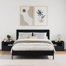 Berkfield Home Wall-mounted Bedside Cabinets 2 pcs Black 45x30x35 cm - Size: 45 x 30 x 35 cm - thumbnail 3