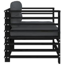 Berkfield Home Beautiful Garden Chairs with Cushions 2 pcs Black Solid Wood Pine - thumbnail 5