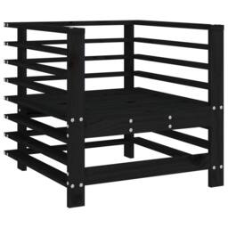 Berkfield Home Beautiful Garden Chairs with Cushions 2 pcs Black Solid Wood Pine - thumbnail 7
