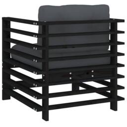 Berkfield Home Beautiful Garden Chairs with Cushions 2 pcs Black Solid Wood Pine - thumbnail 6