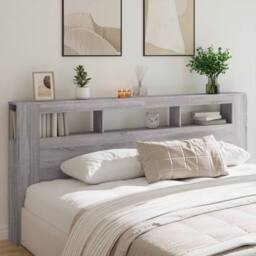 Berkfield Home LED Headboard Grey Sonoma 220x18.5x103.5 cm Engineered Wood - thumbnail 4